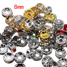 100pcs/lot  8mm Gold Silver Color Rhinestone Rondelles Crystal Bead Loose Spacer Beads for DIY Jewelry Making Accessories 2024 - buy cheap