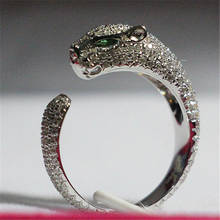 Panther Head Style 18K White Gold Female Finger Ring Bronze Diamond Women Animal Style Engagement Finger Ring 2024 - buy cheap