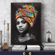 Portrait of African Woman Canvas Paintings On The Wall Decorative Canvas Art Prints Cuadros Canvas Pictures For Home Wall Decor 2024 - buy cheap