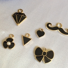 8-20MM Black Glazing Flower/Heart/Triangle/Mustache/Bowknot Shape KC Gold Color Glazing Alloy Charms Jewelry Pendants 2024 - buy cheap