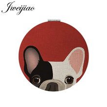 JWEIJIAO Dog Photo Makeup Mirror  Mini Folding 1X/2X Magnifying Portable Animal Art Photo Round Hand Compact Mirrors 2024 - buy cheap