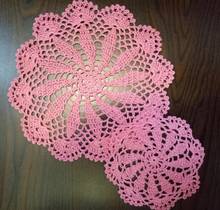 Pink Kitchen Table Mats Christmas Placemats Cup Coasters Cotton Lace Fabric Crochet Place Mats Doily Table Round Placemat 2024 - buy cheap