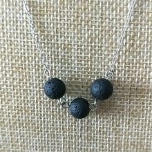 Three Beads Necklace Black Lava Stone Bead Aromatherapy Essential Oil Perfume Diffuser Necklace Jewelry Gift 2024 - buy cheap