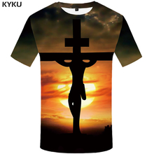 Kyku camiseta masculina de jesus, camiseta 3d harajuku anime, roupas, lua, estampa de nuvem, manga curta, punk rock 2024 - compre barato