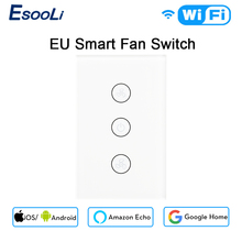 Esooli-ventilador de techo inteligente con WiFi, enchufe táctil con aplicación remota, Compatible con Alexa y Google Home, UE/EE. UU. 2024 - compra barato