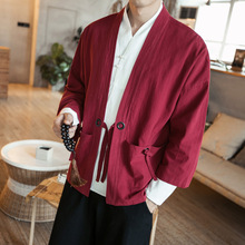Vestuário masculino de linho de algodão, plus size, tradicional chinês, kung fu, tai chi master, cardigã oriental, masculino, tops 2024 - compre barato