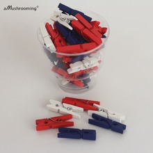 Mini pinzas de madera para ropa, suministros de fiesta patriótica, Clip de pancarta para decoración del Día de la independencia, color azul marino, rojo y blanco, 50 Uds. 2024 - compra barato