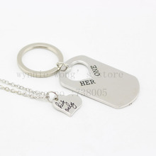 2015 new "Her One His Only" Dog Tag Set The Original Hand Stamped Couples Jewelry Gift for Couple Newlyweds Keychain&necklace 2024 - buy cheap
