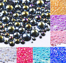 500 pc misturado 2-10mm preto ab metade redonda pérola contas artesanato cabochão scrapbook decoração flatback arte do prego contas de vestuário diy 2024 - compre barato