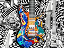 Patrón de guitarra de Color 5d, pintura de diamante artesanal, punto de cruz completo cuadrado/bordado de diamantes redondos, mosaico 3D, obra de arte 2024 - compra barato