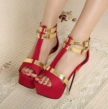 2015 New Sexy shoes woman Ladies Pointed Toe high heels Fashion Buckle Studded Stiletto Sandals Women pumps sapato feminino 2024 - buy cheap