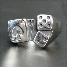 2pcs/lot size 7-13 Spade Dice Ring 316L Stainless Steel Jewelry Fashion Cool Design Ring 2024 - buy cheap