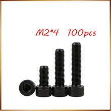 100pcs/Lot Metric Thread DIN912 M2x4mm M2*4 mm Black Grade 12.9 Alloy Steel Hex Socket Head Cap Screw Boltsstainless bolts,nails 2024 - buy cheap