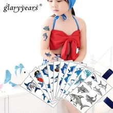 Glaryyear-pegatina de tatuaje temporal de tiburón para hombre y mujer, tatuaje Flash de Tatuaje falso azul, impermeable, arte corporal pequeño, 1 hoja 2024 - compra barato