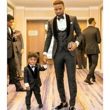 Handsome Groomsmen Wool blend Groom Tuxedos Mens Wedding Dress Man Jacket Blazer Prom Dinner (Jacket+Pants+Tie+Vest) A40 2024 - compre barato