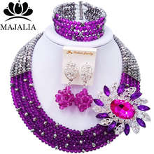 Majalia Romantic African Jewelery Set Purple Crystal Beads Bride Jewelry Nigerian Wedding Jewelry Sets 5CC0012 2024 - buy cheap