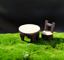 Wooden Table Chair Miniature figurine decorative fairy garden animal statue Home Desktop Gift Moss ornament resin craft TNB085 2024 - buy cheap