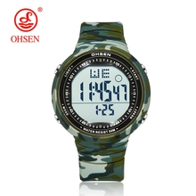 OHSEN Digital LCD Sport Men Wristwatch Relogio Masculino 50M Diving Silicone Band Fashion camouflage Green Army Sport male Watch 2024 - buy cheap