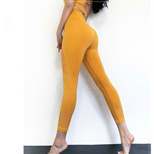 Summer Yellow Gym Leggings Women High Elastic Female Seamless Yoga Pants High Waist Workout Running Tights 3/4 Length Sport Pant 2024 - buy cheap