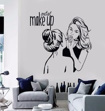 Adesivo de vinil para parede de artista, adesivo cosmético, decoração de salão de beleza, mural de parede removível, maquiagem, pôster de parede n87 2024 - compre barato