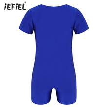 Body de manga corta Unisex para niños y niñas, leotardo de gimnasia, Ropa de baile de Color sólido, ajustado, elástico, mono de baile de Ballet 2024 - compra barato