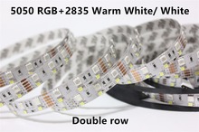 Светодиодная лента RGBW 5050 RGB + 2835, теплый белый/белый, 12 В, гибсветильник двухрядная Светодиодная лента 120 светодиодов/м, 5 м, двухрядная Светодиодная лента #520 2024 - купить недорого