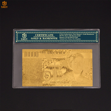 Gold Pated Bills in 24k Gold Foil Money Italy 10000 Lira Gold Banknotes With PVC COA Gift For Business And Banknote Collection 2024 - buy cheap