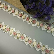 2 yard White Micro Fiber Flower Embroidered Fabric Lace Trim Ribbon Handmade Sewing Supplies Craft For Costume Decoration New 2024 - buy cheap