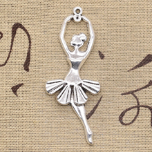 4pcs Charms Ballet Dancer Ballerina 61x24mm Antique Making Pendant fit,Vintage Tibetan Bronze Silver color,DIY Handmade Jewelry 2024 - buy cheap