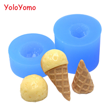 X062YL/X063YL un juego 2 uds moldes 3D molde de cono de helado y Molde de crema decoración de pasteles Fondant arcilla de polímero de resina 2024 - compra barato
