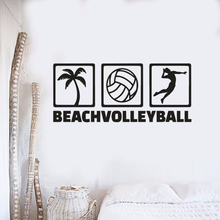 Adesivo de parede com logo de praia e vôlei, adesivo de vinil para decoração de casa, estilo praia e vôlei, az526 2024 - compre barato