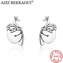 AZIZ BEKKAOUI, pendientes de plata de ley 925 auténticos con forma de Animal, bonitos pendientes de tuerca pequeños para mujer, joyería de plata de ley 2024 - compra barato