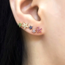 Tiny Star Moon Stud Earrings Paved Micro Multicolor Zirconia Gold Color Adjustable Boho Clip Cuff Ear Earring CZ Fashion Jewelry 2024 - buy cheap