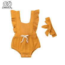 Bebé de mono de verano recién nacido niños suave ropas y Mono para niños niño niñas mono + diadema 2 uds traje 3-24M 2024 - compra barato