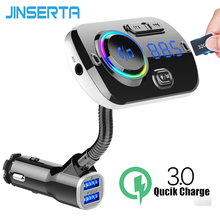 Jinserta-pendrive automotivo sem fio qc3.0, bluetooth, v5.0, fm, modulador, conecta 2 telefones, mp3, 3.5mm, suporta tf, usb 2024 - compre barato