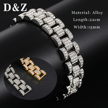 D&Z Men Women Alloy Curb Cuban Link Bracelet Bling Iced Out CZ Miami Cuban Link Chain Bracelets Rock&Roll Jewelry 2024 - buy cheap