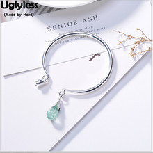 Uglyless 100% Real 925 Sterling Silver Magnolia Charms Bangles for Women Fluorite Flower Bangle Polished Bracelets Fine Jewelry 2024 - buy cheap