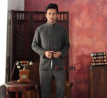 Traje Tang de alta calidad para hombre, chaqueta bordada de lino de estilo chino clásico, color gris, con botones, talla XL XXL XXXL, Envío Gratis 2024 - compra barato
