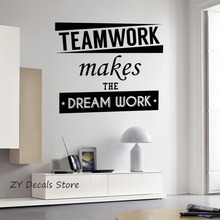 Words Wall Stickers Quote Teamwork makes the Dream Work Home Bedroom Office Decoration Pure Color Vinyl Wall Decal Mural S673 2024 - buy cheap