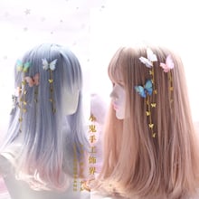 Horquilla de diadema Hanfu de estilo antiguo para el cabello, horquilla de diadema pequeña, Pequeña Hada fresca, cinta de mariposa de tul transparente, 7 colores 2024 - compra barato