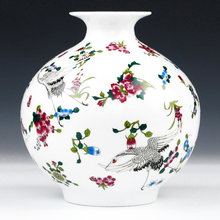Vaso luminoso antigo jingdezhen com flores e pássaros estampados em cerâmica vaso de mesa decorativo de porcelana 2024 - compre barato