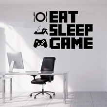 gamer wall sticker EAT SLEEP GAME decal video game gift game room decor boy room decal controller video game kid A11-040 2024 - buy cheap