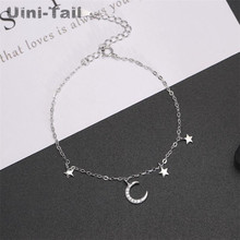 Uini-Tail hot new 925 sterling silver curved moon mini star micro-inlaid bracelet Korean fashion sweet fresh temperament jewelry 2024 - buy cheap