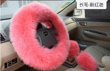 Pele rosa quente cobertura de volante do carro inverno preto acessórios interiores automóveis 38cm cobertura de volante 2024 - compre barato
