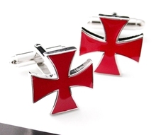 Promotion! Men Cufflinks Fashion  wholesale&retail top copper Red colour Cross Design Cuff links Free Shipping 2024 - buy cheap