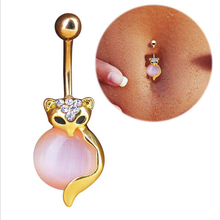 Anel de umbigo de raposa, piercing corporal sem níquel em aço cirúrgico 316l, joias de moda 2024 - compre barato