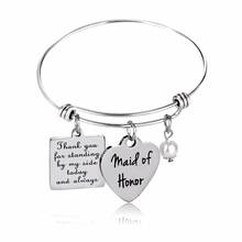 Fashion Love Maid Of Honor Stainless Steel Women Bracelet Pearl Bangle Jewelry Heart Bracelets Wedding Gifts 2024 - buy cheap