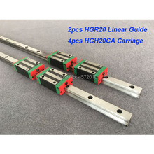 Trilho de guia linear cnc para transporte, trilho guia linear com 4 peças hgr20-500mm, 550mm, 600mm, 650mm e 700mm, hgh20ca/hgw20ca com peças de bloco linear, 2 peças 2024 - compre barato