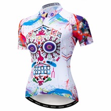 Maillot de Ciclismo de manga corta para mujer, Camiseta deportiva de ciclismo de montaña y de carretera, con calavera blanca, 2019 2024 - compra barato