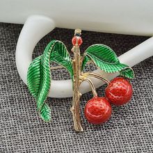 Plant flower ornaments enamel cherry Ladybug popularity female antique jewelry spot Brooch 2024 - buy cheap